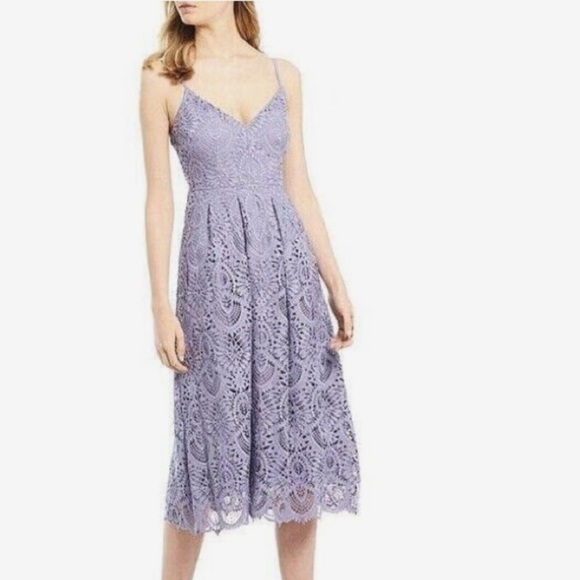 Gianni Bini Lavender Lace Midi Dress Size 0 - Picture 1 of 9